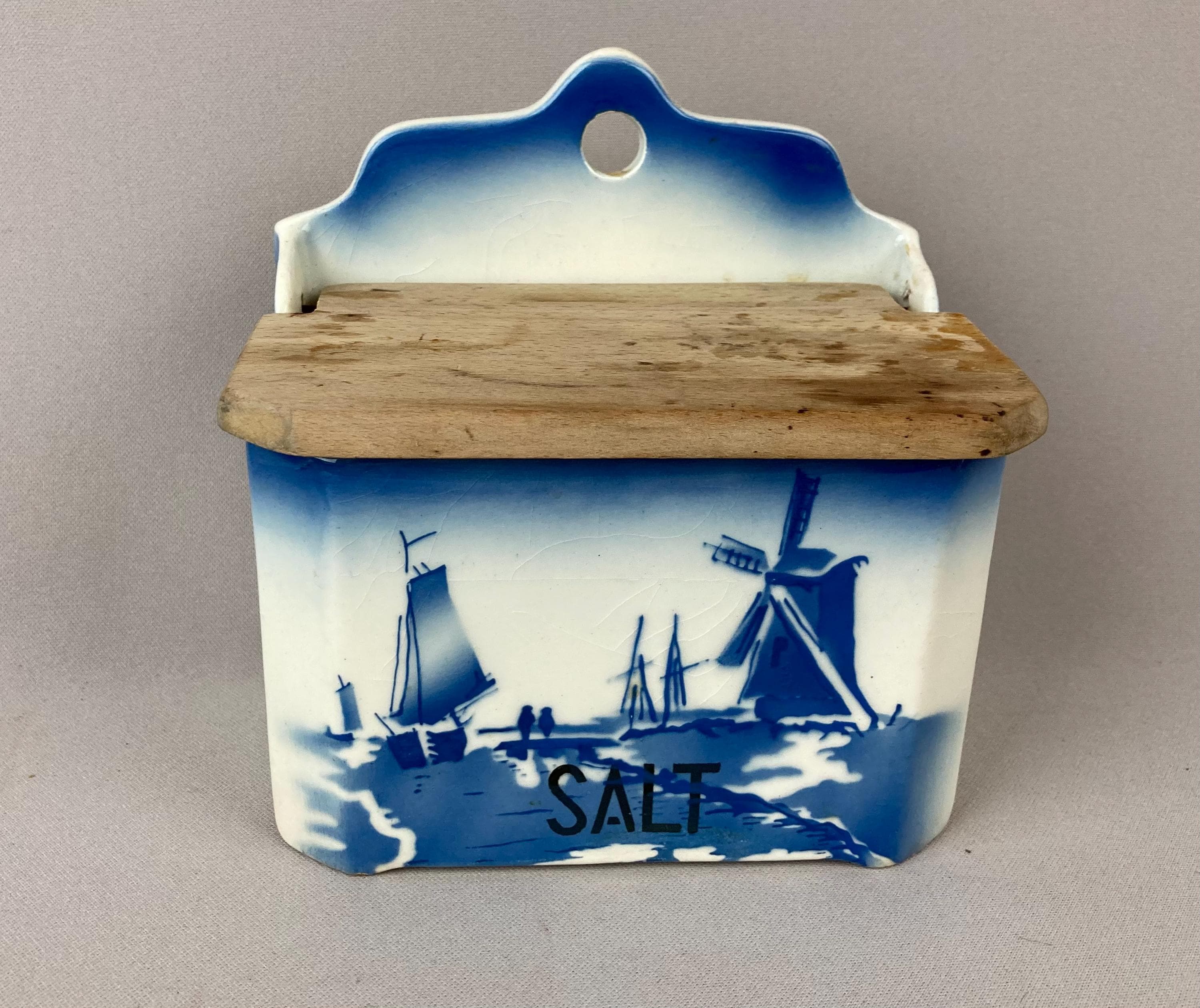 Blue White Salt Box - Etsy