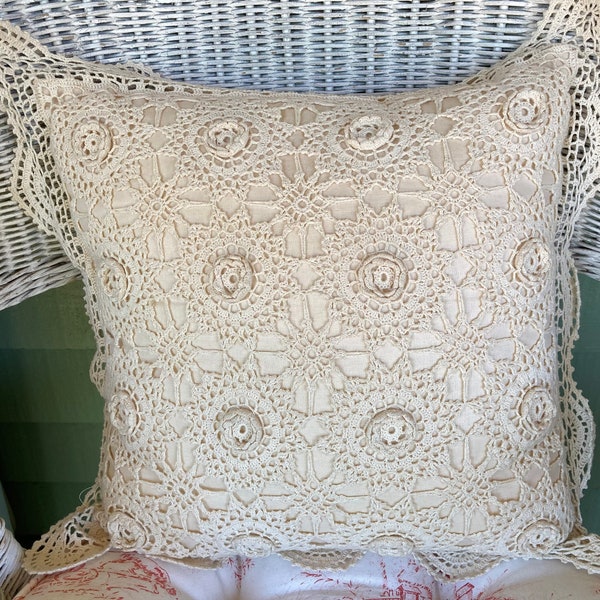 Crochet Lace Pillow Etsy