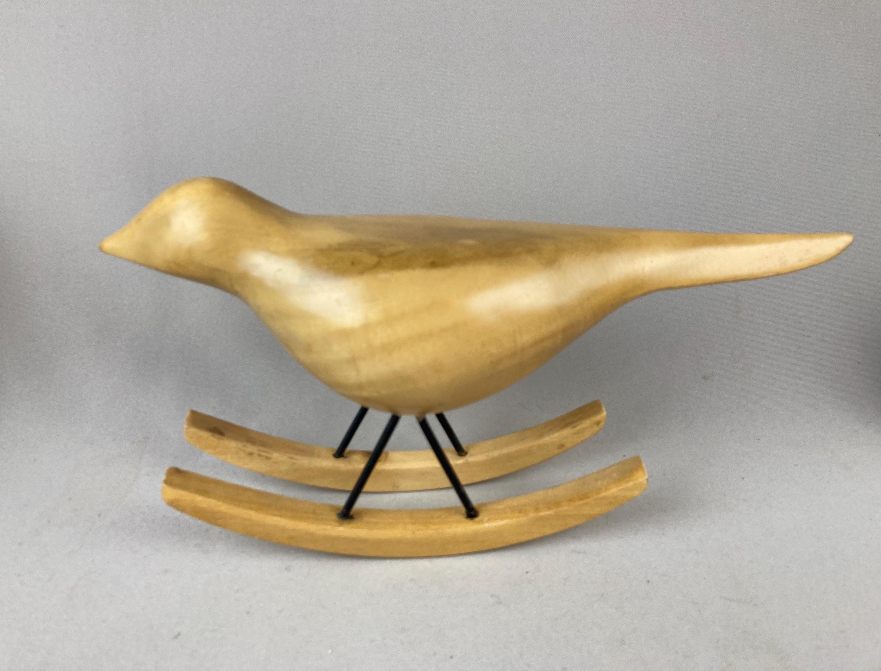 Vintage, Wooden Rocking Bird, Home Decor, Blond Wood,metal Legs, Table ...
