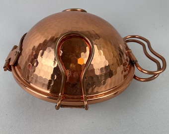 Vintage, UNUSED, Cataplana, Copper Cookware, Made in Portugal, To Oven Cook Shellfish, Round with Handles, 16 1/2" Diameter, Instructions