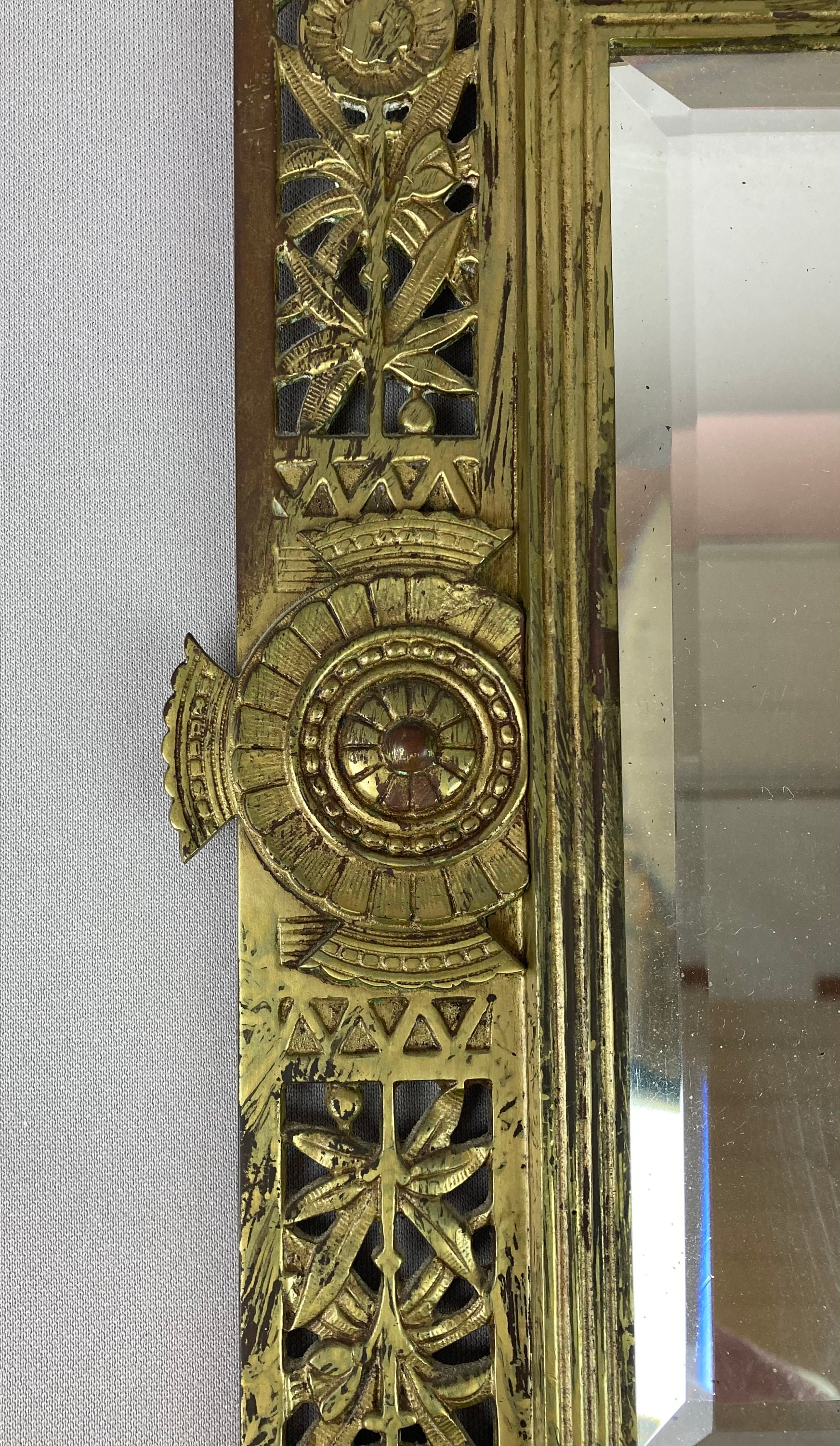 Antique Wall Mirror Solid Brass With Beveled Mirror With - Etsy