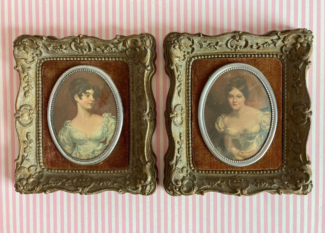 Vintage, Pair of Framed old Master Prints, to Hang on Wall, Made in