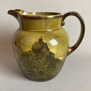 Antique Ridgways Staffordshire Pottery Pitcher, Royal Vistas Ware,Made in England 1891-1920&#39;s, From Paintings by Famous Artists, Earthenware