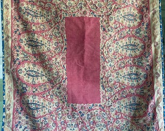 Vintage Pillow Sham,  Chaps Ralph Lauren, Single Sham,  PaisleyStandard Bed Size, Antique Red, Blue and Beige, Envelope Closure, 100% Cotton