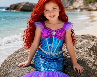 Mermaid Princess Costume for Girls, Kids Halloween Costume, Birthday Party Outfit, Cosplay Dress Gift