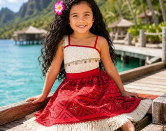Island Princess Dress for Girls, Toddler Tropical Costume, Ocean Adventure Birthday Outfit, Halloween Cosplay Dress, Luau Party Gown