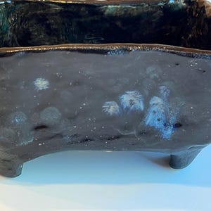 Wabi-Sabi svart keramisk bonsai rektangulär planteringslåda: Crystal Colorburst Glaze (7,5x13,5x7,5 cm)