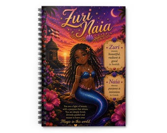 Cuaderno espiral con ilustraciones de sirenas de Zuri Naia / Diario rayado