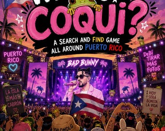 ¿Dónde está Coquí? Encuentra a Coquí en un concierto de Bad Bunny / Juego de búsqueda imprimible / Descarga instantánea en PDF