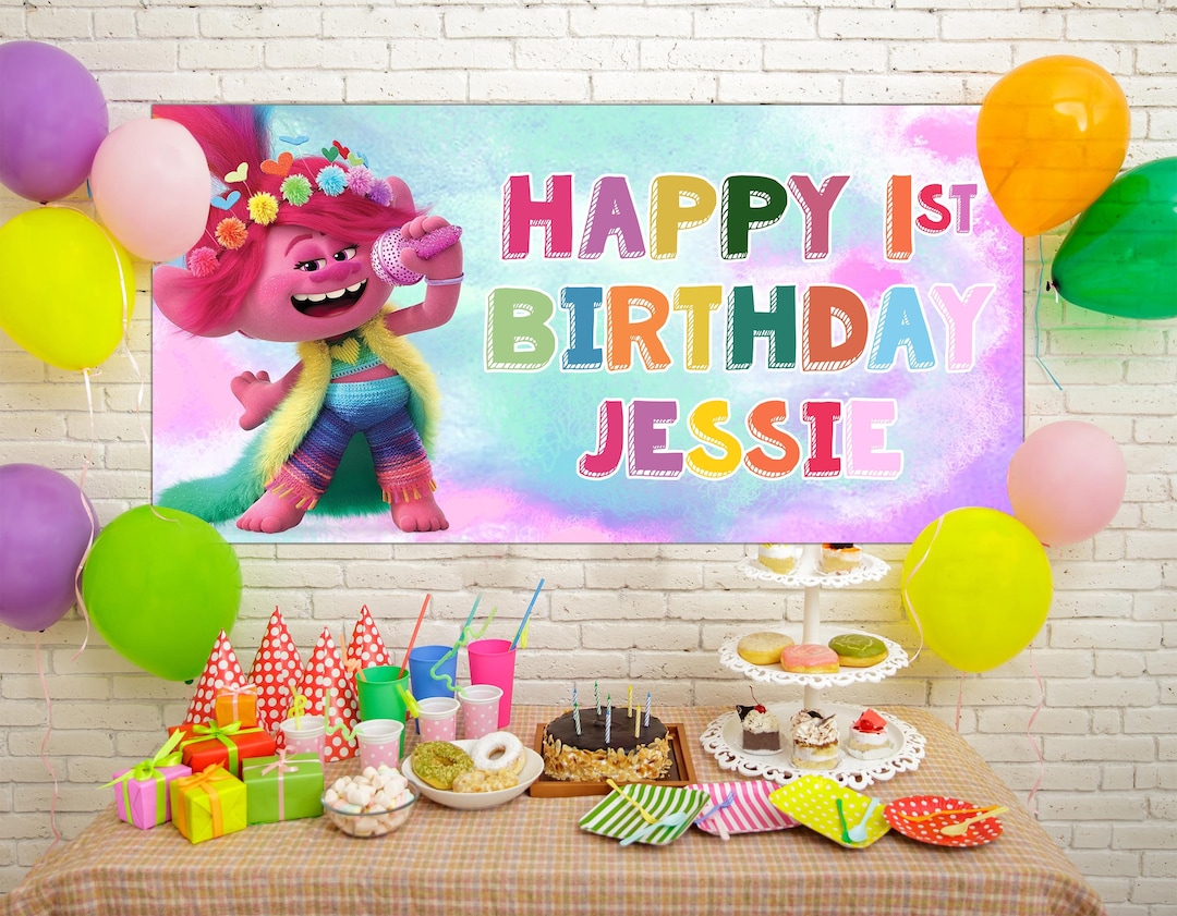 Trolls Birthday Banner Printable, Trolls Party, Trolls Banner, Troll Party Theme, Trolls ...
