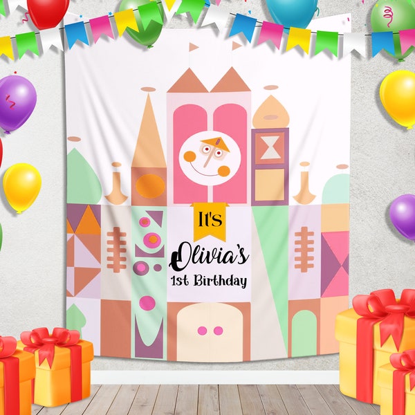 Editable It's A Small World Backdrop, Disney Birthday, Magical Party Decoration, Digital File SKS531