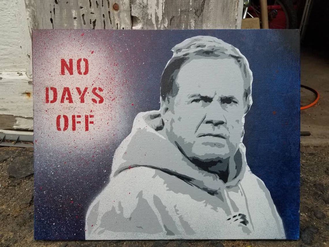NO DAYS OFF Bill Belichick Stencil Spray Painting Ball Etsy