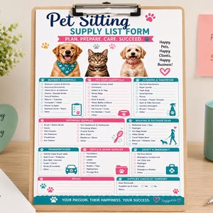 ペットシッター業務フォーム｜編集可能なCanvaクライアント受付・犬の散歩テンプレート（デジタルダウンロード）