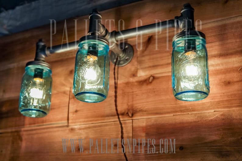 Mason Jar Light Iron Pipe Edison Bulbs And Image 0