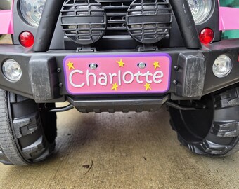 Personalized Ride-On Car License Plate | Custom Kids Name Plate, Jeep, Truck, ATV Gift
