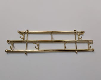 Vintage Brass Finish Wall Mounted Coat Rack 7 Hooks 2 Tier Train Rack Entryway Decor