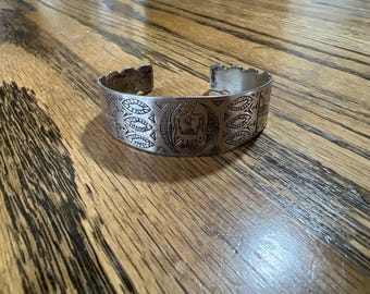 Vintage Fred Harvey Silver Cuff Bracelet | Native American Style Jewelry | Southwestern Vintage