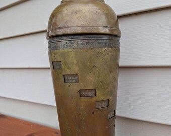 Vintage 1930s Brass Dial-a-Drink Cocktail Shaker | Rare Art Deco Recipe Indicator Martini Mixer | Prohibition Era Barware Display Gift
