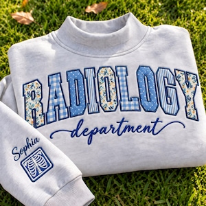 Radiology Tech Mockneck Sweatshirt Embroidered, Custom Applique Rad Tech Sweater, Radiology Department Pullover, Xray Tech Graduation Gift