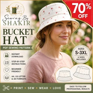 Bucket Hat PDF Sewing Pattern | Beginner Friendly, Multi-Size (S-3XL) (Digital Download)