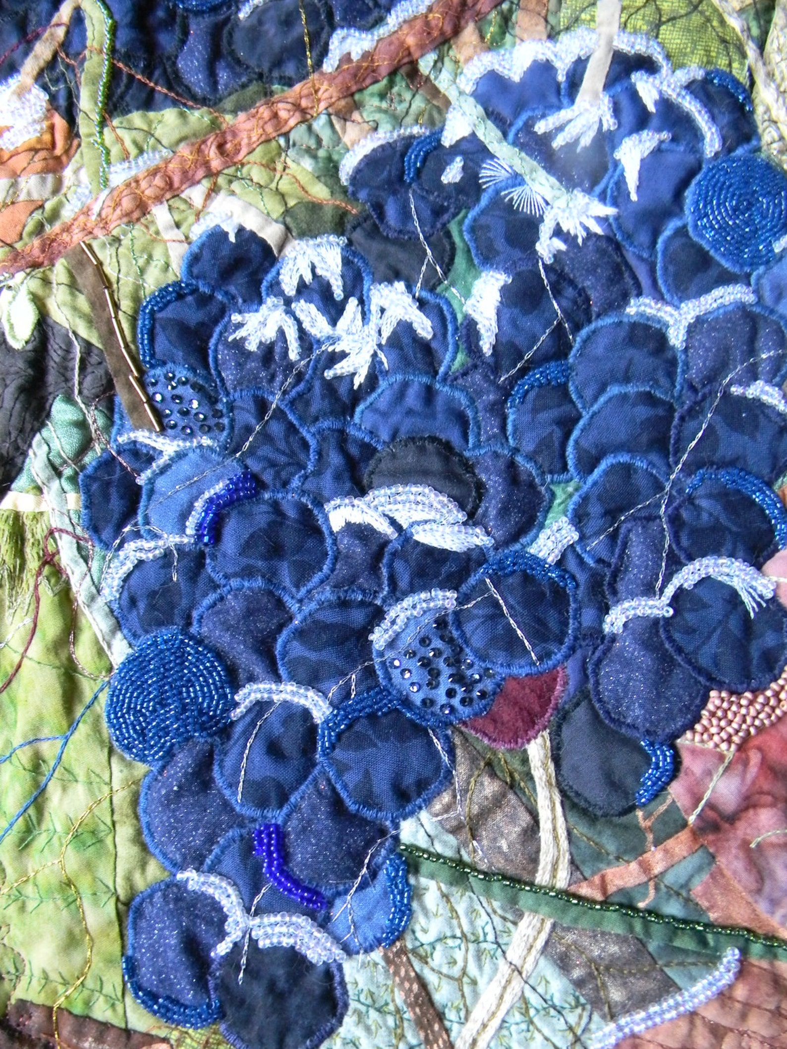 Art Quilt, Wall Hanging the Vineyard at First Frost, Fiber Art