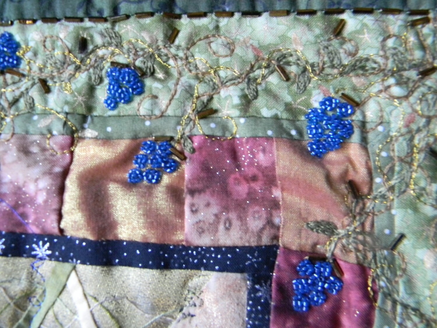 Art Quilt, Wall Hanging the Vineyard at First Frost, Fiber Art
