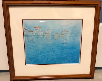Originales Vintage-Pastellgemälde „Serenade“ von Jeff J. Hall aus dem Jahr 1997, gerahmt, Küstenlandschaft, Absolvent des Colorado Institute of Art