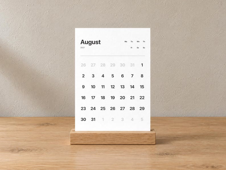 Light Printable Desk Calendar | 2027 Minimalist PDF, Square/a5/us ...