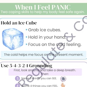 Kids Panic Coping Skills | Ice Cube & 5-4-3-2-1 Grounding Worksheet (PDF Download)