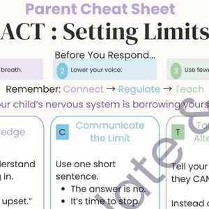 ACT Method for Setting Boundaries | Parent Cheat Sheet | Parenting Printable PDF