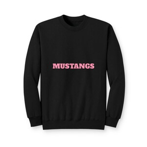 MUSTANGS Pink Puff Print Sweatshirt, School Spirit Crewneck, Pink Out Game Day Shirt image 3