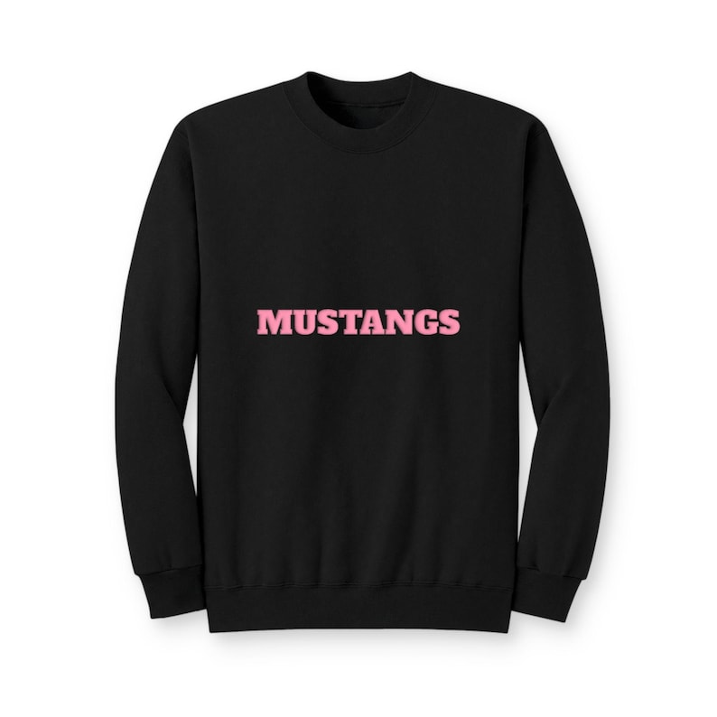 MUSTANGS Pink Puff Print Sweatshirt, School Spirit Crewneck, Pink Out Game Day Shirt image 3
