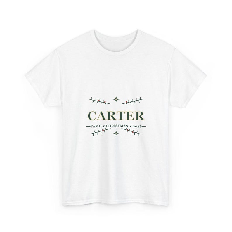 Personalized Family Christmas Shirt, Custom Last Name Holiday Tee, Adult Christmas Photo Shirt image 4