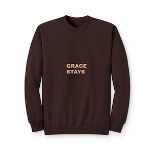 Grace Stays Christian Puff Sweatshirt, Raised Text Faith Crewneck for Women, Christian Encouragement Gift image 3