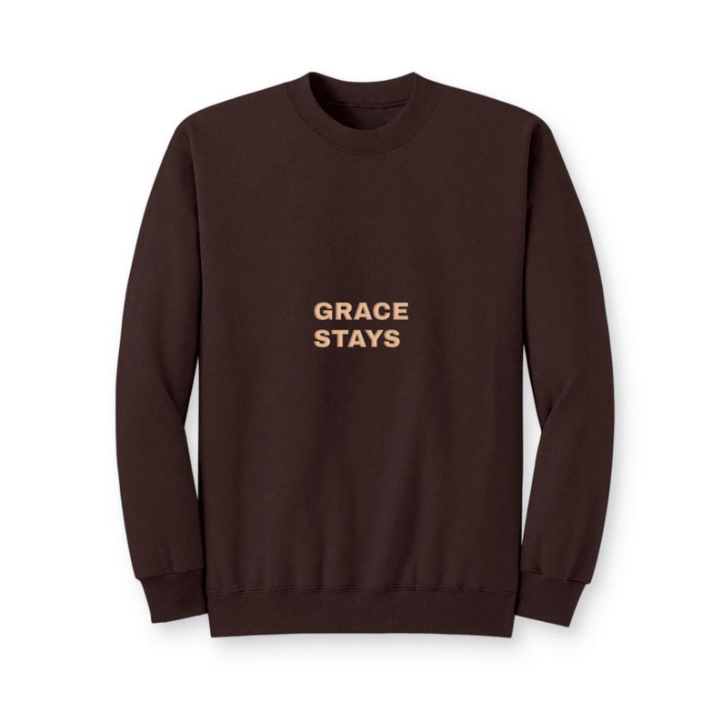 Grace Stays Christian Puff Sweatshirt, Raised Text Faith Crewneck for Women, Christian Encouragement Gift image 3
