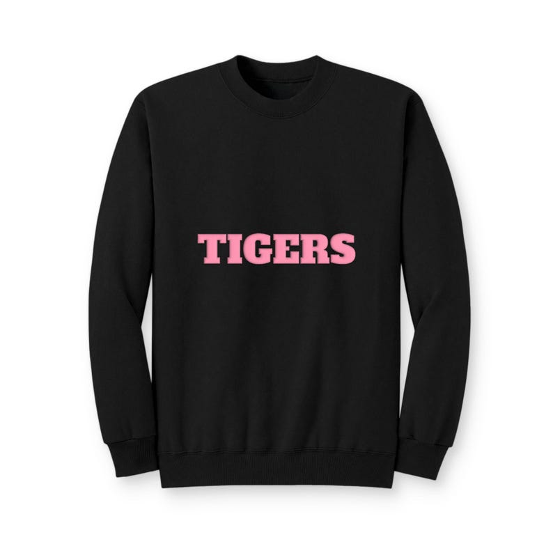TIGERS Pink Puff Print Sweatshirt, Pink Out School Spirit Crewneck, Game Day Sports Mom Gift image 3
