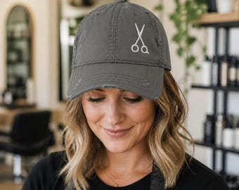 Gorro de graduación de cosmetología, gorro con tijeras bordadas, regalo para graduados de escuelas de belleza para futuros estilistas.