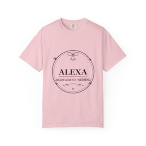 Personalized Bride Name Shirt, Bachelorette Weekend Comfort Colors Tee, Bridal Celebration Gift image 2