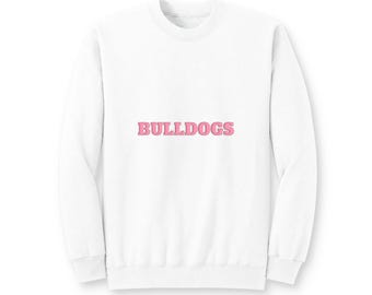 BULLDOGS Pink Puff Print Sweatshirt, School Spirit Crewneck, Pink Out Game Day Shirt