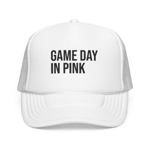 Pink Game Day Trucker Hat, Embroidered Women's Sports Cap, Pink Out Football Outfit image 3