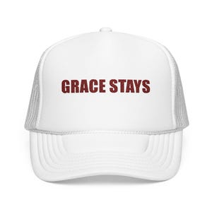 Grace Stays Christian Embroidered Hat, Faith Trucker Cap for Women, Christian Encouragement Gift image 3