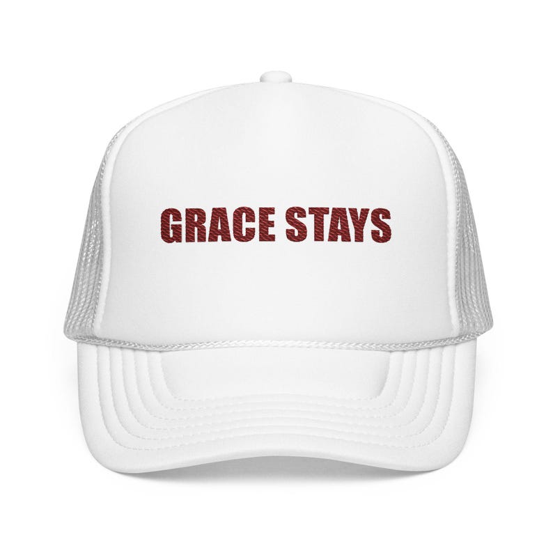 Grace Stays Christian Embroidered Hat, Faith Trucker Cap for Women, Christian Encouragement Gift image 3