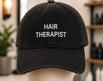 Gorro de estilista/terapeuta capilar, gorra bordada con efecto envejecido para dueño de salón.