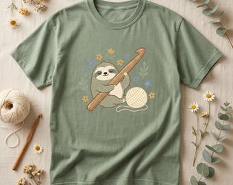 Crochet Sloth T-Shirt, Take It Slow and Crochet Tee, Funny Crocheter Gift for Women, Comfort Colors Shirt