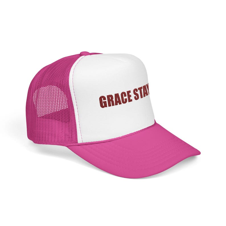 Grace Stays Christian Embroidered Hat, Faith Trucker Cap for Women, Christian Encouragement Gift image 4