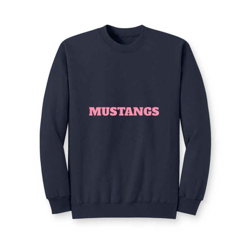 MUSTANGS Pink Puff Print Sweatshirt, School Spirit Crewneck, Pink Out Game Day Shirt image 5