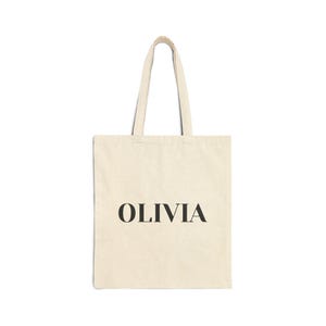 Personalized Name Tote Bag, Custom Cotton Canvas, Minimalist Everyday Book Bag image 1