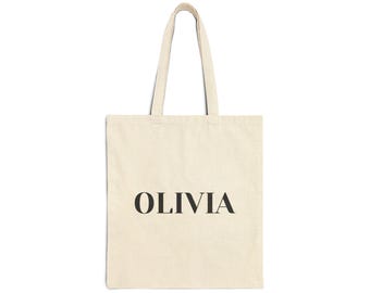 Personalized Name Tote Bag, Custom Cotton Canvas, Minimalist Everyday Book Bag