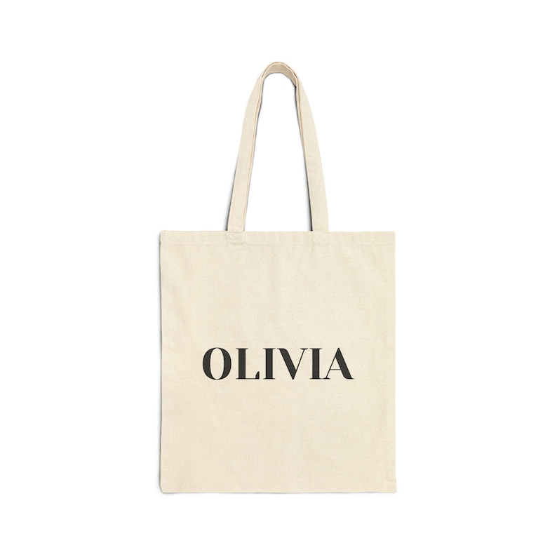 Personalized Name Tote Bag, Custom Cotton Canvas, Minimalist Everyday Book Bag image 1