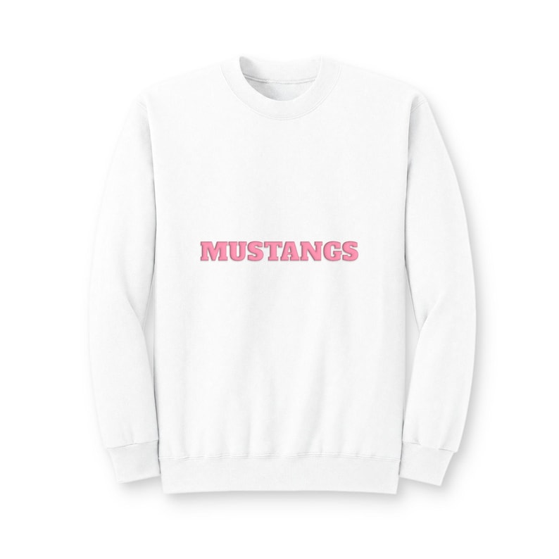 MUSTANGS Pink Puff Print Sweatshirt, School Spirit Crewneck, Pink Out Game Day Shirt image 1